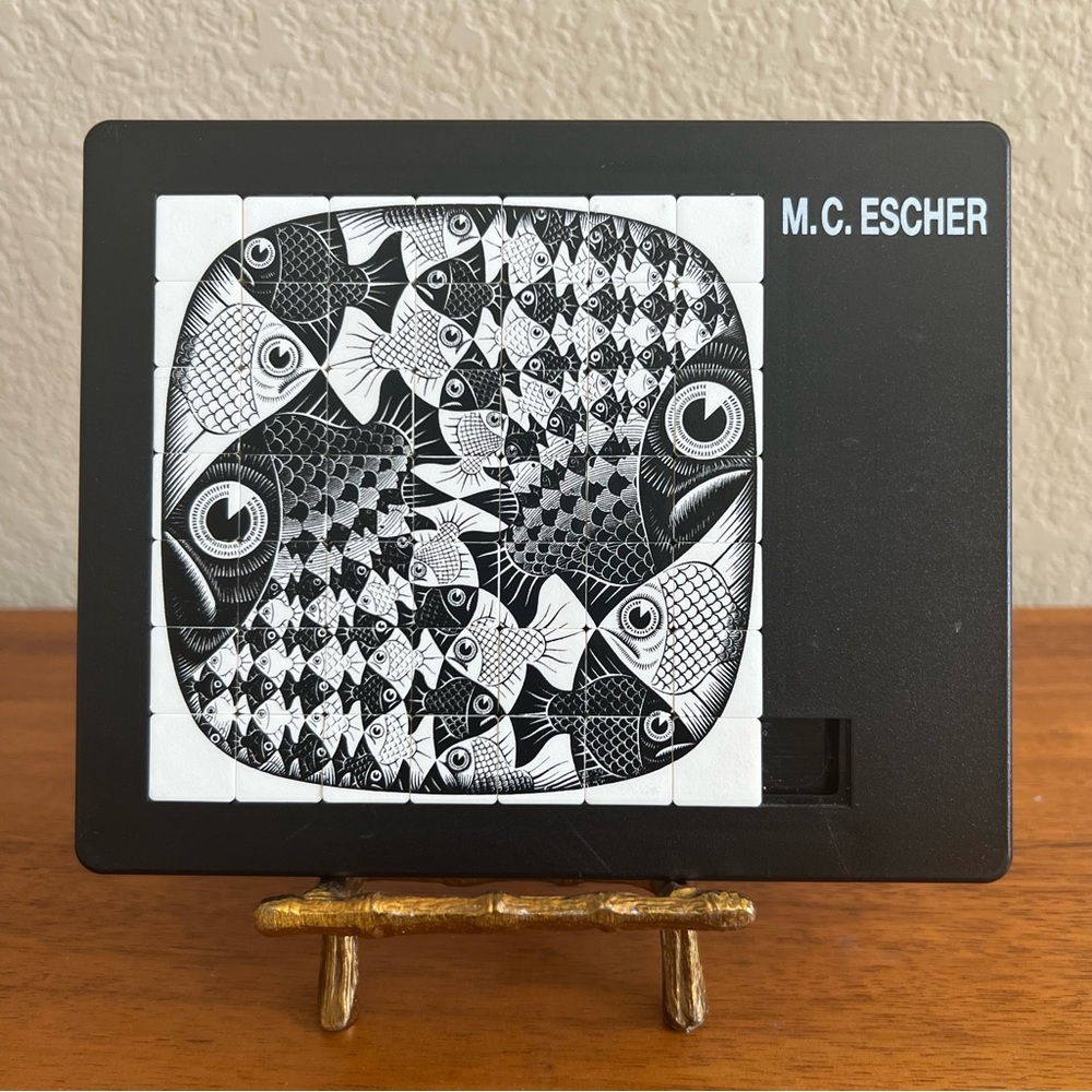 Vintage MC Escher Slide Tile Puzzle Fishes and Scales 1959 Pussycat